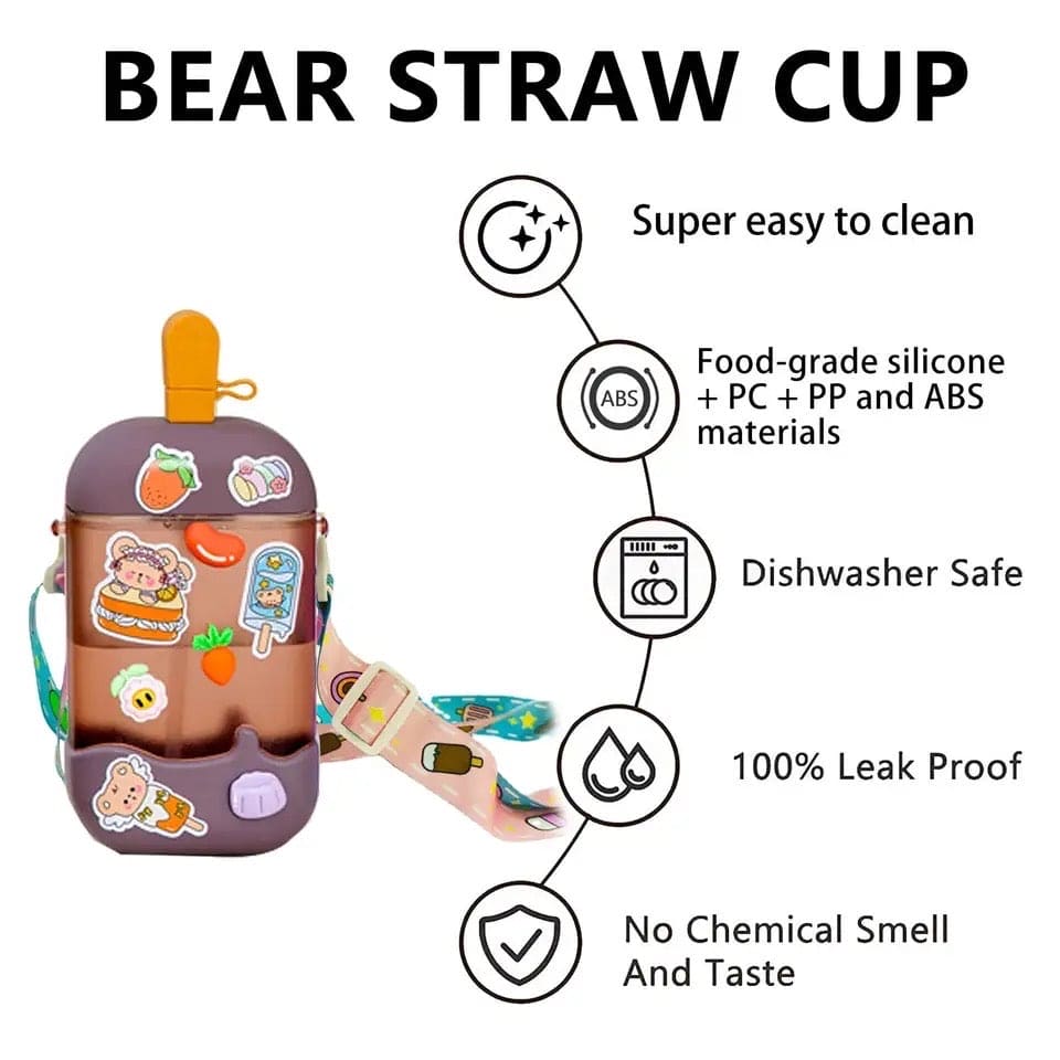 Cute Ice Cream Stick Water Bottle, Kids Leak Proof Bottle For School Nursery, 400ml Cute Plastic Water Kettle, Drinking Bottle with Straw and Strap, Easy to Carry Sports Bottles for Girls and Boys, Popsicle Water Bottle with Adjustable Shoulder Strap Cute Ice Cream Stick Water Bottle, Kids Leak Proof Bottle For School Nursery, 400ml Cute Plastic Water Kettle, Drinking Bottle with Straw and Strap, Easy to Carry Sports Bottles for Girls and Boys, Popsicle Water Bottle with Adjustable Shoulder Strap